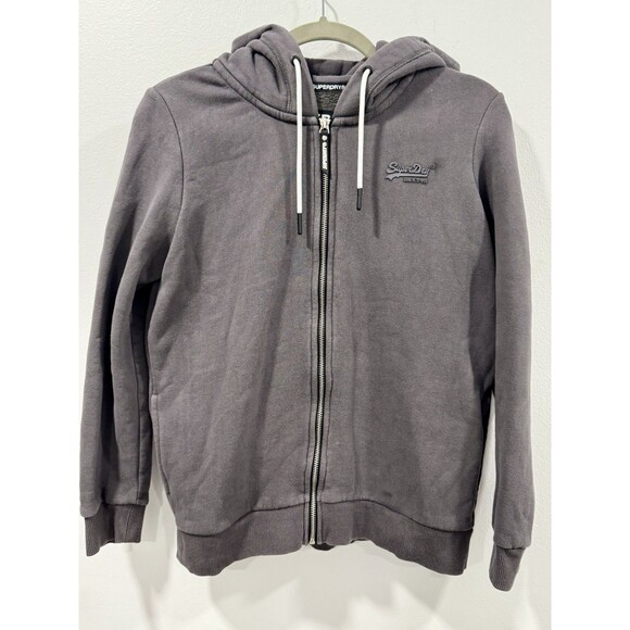 Superdry Fabulous Grey Hooded Zip Up Sweatshirt Jacket Size 4 - Picture 1 of 7